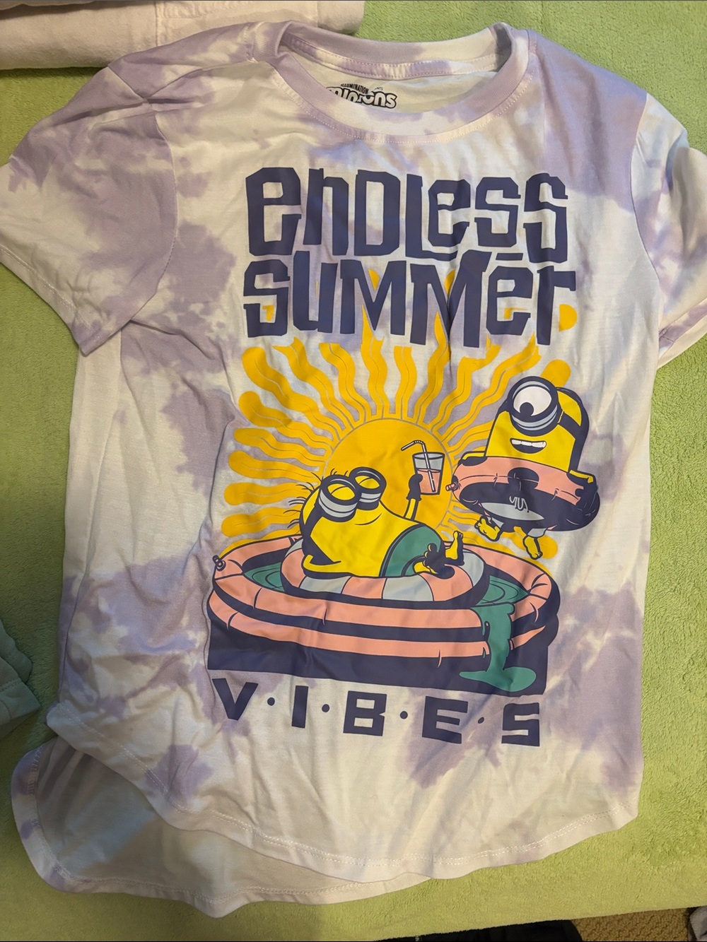 Minions 'Endless Summer Vibes' Tie-Dye Kids Tee - Purple & Yellow